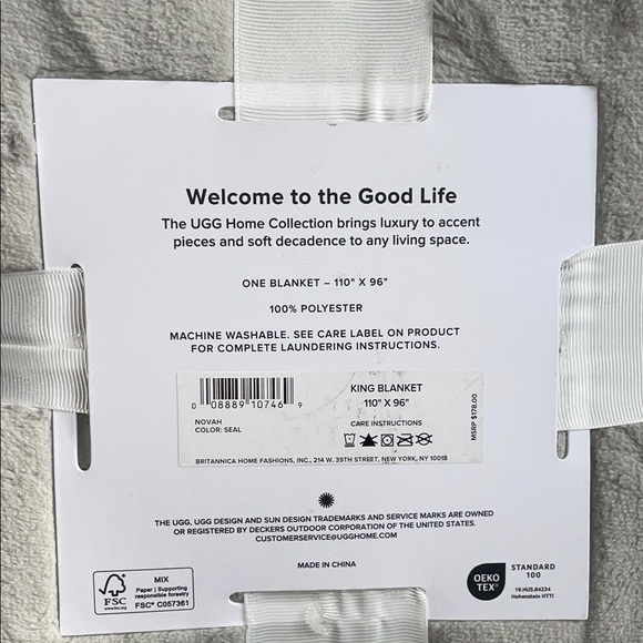 UGG Novah King Blanket in Seal Gray - Picture 7 of 12